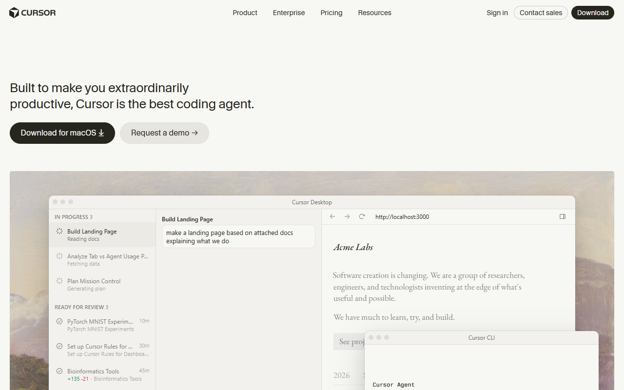 Cursor homepage