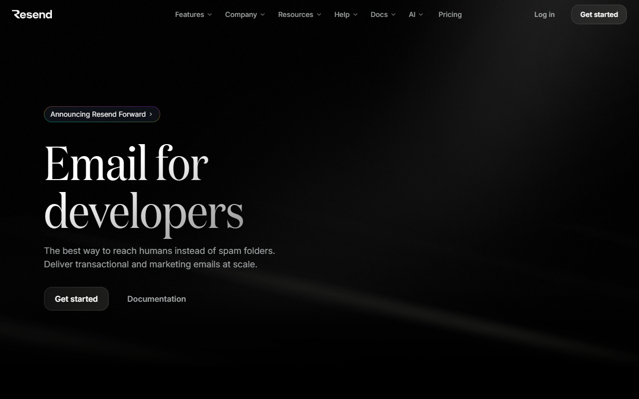 Resend homepage