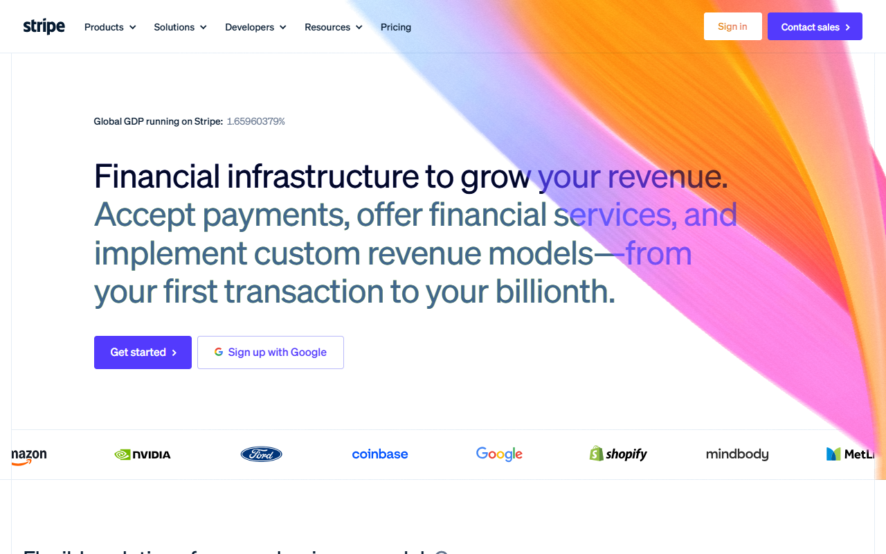 Stripe homepage
